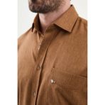 MCR Düz Slim Fit Cepli Uzun Kollu Erkek Gömlek - Kamel - 2XL