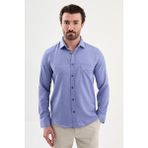 MCR Düz Slim Fit Cepli Uzun Kollu Erkek Gömlek - Mavi - XL