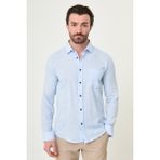 MCR Düz Slim Fit Cepli Uzun Kollu Erkek Gömlek - Mavi