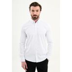 MCR Düz Slim Fit Dik Yaka Uzun Kollu Erkek Gömlek - Beyaz