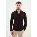 Mcr Düz Slim Fit Erkek Gömlek Kahve - 27023.24K