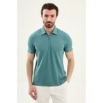 MCR Düz Slim Fit Fermuarlı Polo Yaka Erkek T-Shirt - Açık Yeşil