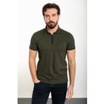 Mcr Düz Slim Fit Fermuarlı Polo Yaka Erkek T-shirt Haki - 36808.24y