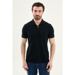 MCR Düz Slim Fit Fermuarlı Polo Yaka Erkek T-Shirt - Lacivert - 2XL