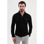 MCR Düz Slim Fit Fermuarlı Uzun Kollu Erkek Gömlek - Siyah - 2XL