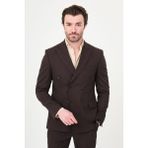 MCR Düz Slim Fit Geniş Yaka Kruvaze Erkek Takım Elbise - Kahverengi - 6 Drop - 54