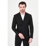 MCR Düz Slim Fit Geniş Yaka Kruvaze Erkek Takım Elbise - Siyah - 6 Drop - 52