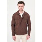 MCR Düz Slim Fit Gömlek Yaka Çıtçıtlı Erkek Mont - Kahverengi - 58