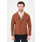 MCR Düz Slim Fit Gömlek Yaka Çıtçıtlı Erkek Mont - Kiremit - 54