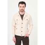 MCR Düz Slim Fit Gömlek Yaka Çıtçıtlı Erkek Mont - Taş - 48