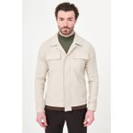 MCR Düz Slim Fit Gömlek Yaka Gizli Düğme Erkek Mont - Bej - 56