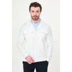MCR Düz Slim Fit Gömlek Yaka Gizli Düğme Erkek Mont - Ekru - 50