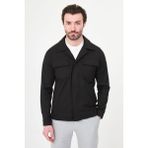 MCR Düz Slim Fit Gömlek Yaka Gizli Düğme Erkek Mont - Siyah - 56