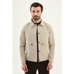 MCR Düz Slim Fit Gömlek Yaka Torba Cepli Baharlık Erkek Mont - Bej - 54