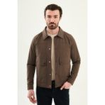 MCR Düz Slim Fit Gömlek Yaka Torba Cepli Baharlık Erkek Mont - Kahverengi - 58
