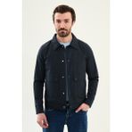 MCR Düz Slim Fit Gömlek Yaka Torba Cepli Baharlık Erkek Mont - Lacivert - 56