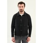 MCR Düz Slim Fit Gömlek Yaka Torba Cepli Baharlık Erkek Mont - Siyah - 58