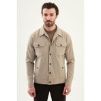 MCR Düz Slim Fit Gömlek Yaka Yandan Cepli Erkek Mont - Bej - 50