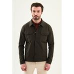 MCR Düz Slim Fit Gömlek Yaka Yandan Cepli Erkek Mont - Haki - 48