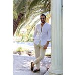 Mcr Düz Slim Fit Hakim Yaka Basic Keten Erkek Gömlek Beyaz - 37340.21Y