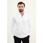 MCR Düz Slim Fit Hakim Yaka Uzun Kollu Erkek Gömlek - XL - Beyaz