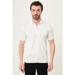 MCR Düz Slim Fit Kısa Kollu Erkek Triko Gömlek - Ekru - 2XL