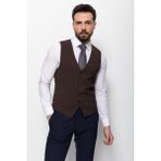 MCR Düz Slim Fit Klasik Erkek Yelek - 48 - Kahverengi