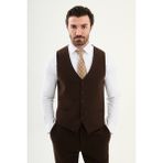 MCR Düz Slim Fit Klasik Erkek Yelek - 50 - Kahverengi
