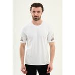 MCR Düz Slim Fit Kolu Nakışlı Bisiklet Yaka Erkek T-Shirt - Beyaz - XL