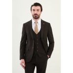MCR Düz Slim Fit Mono Yaka Erkek Takım Elbise - 54 - Kahverengi - 6 Drop
