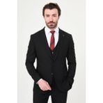 MCR Düz Slim Fit Mono Yaka Erkek Takım Elbise - Siyah - 6 Drop - 52