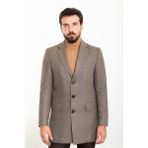 MCR Düz Slim Fit Mono Yaka Kaşe Erkek Kaban - 50 - Kahverengi - Gri