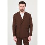 MCR Düz Slim Fit Mono Yaka Tek Düğme Pileli Pantolon Erkek Takım Elbise - Açık Kahverengi - 6 Drop - 50