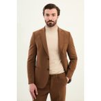 MCR Düz Slim Fit Mono Yaka Torba Cepli Pantolonu Lastikli Erkek Takım Elbise - Kamel - 6 Drop - 52