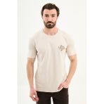 MCR Düz Slim Fit Nakışlı Bisiklet Yaka Erkek T-Shirt - Bej - 2XL