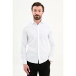 MCR Düz Slim Fit Polikort Yaka Klasik Erkek Gömlek - Beyaz - XL