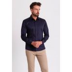 MCR Düz Slim Fit Polikort Yaka Klasik Erkek Gömlek - XL - Lacivert