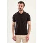 MCR Düz Slim Fit Polo Yaka Basic Erkek T-Shirt - Koyu Kahverengi