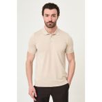 MCR Düz Slim Fit Polo Yaka Erkek Triko T-Shirt - Bej - 2XL