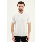 MCR Düz Slim Fit Polo Yaka Erkek Triko T-Shirt - Ekru - 2XL
