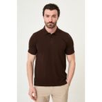 MCR Düz Slim Fit Polo Yaka Erkek Triko T-Shirt - Kahverengi