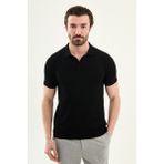 MCR Düz Slim Fit Polo Yaka Erkek Triko T-Shirt - Siyah