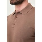 MCR Düz Slim Fit Polo Yaka Erkek Triko T-Shirt - Sütlü Kahve - 2XL