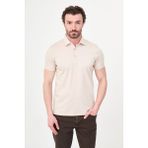 MCR Düz Slim Fit Polo Yaka Metal Düğmeli %100 Pamuk Kısa Kol Erkek T-Shirt - Bej - 2XL