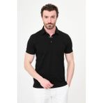 MCR Düz Slim Fit Polo Yaka Metal Düğmeli %100 Pamuk Kısa Kol Erkek T-Shirt - Siyah - 2XL