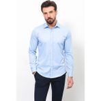 MCR Düz Slim Fit Saten Klasik Erkek Gömlek - Açık Mavi