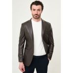 MCR Düz Slim Fit Torba Cep Deri Erkek Ceket - 54 - Kahverengi