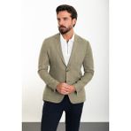 MCR Düz Slim Fit Torba Cep Mono Yaka Keten Erkek Ceket - 48 - Haki