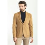 MCR Düz Slim Fit Torba Cep Mono Yaka Premium Yün Erkek Ceket - 52 - Kamel