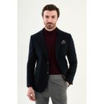 MCR Düz Slim Fit Torba Cepli Mendil Detaylı Yün Erkek Ceket - 52 - Lacivert